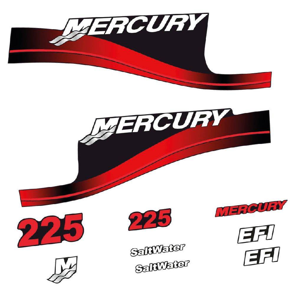 Mercury 225HK Påhängsmotorn Dekaler – Vinyldekalset