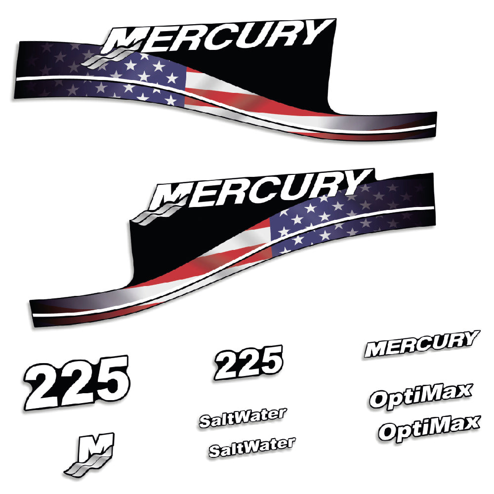 Mercury 225HK Påhängsmotorn Dekaler – Vinyldekalset
