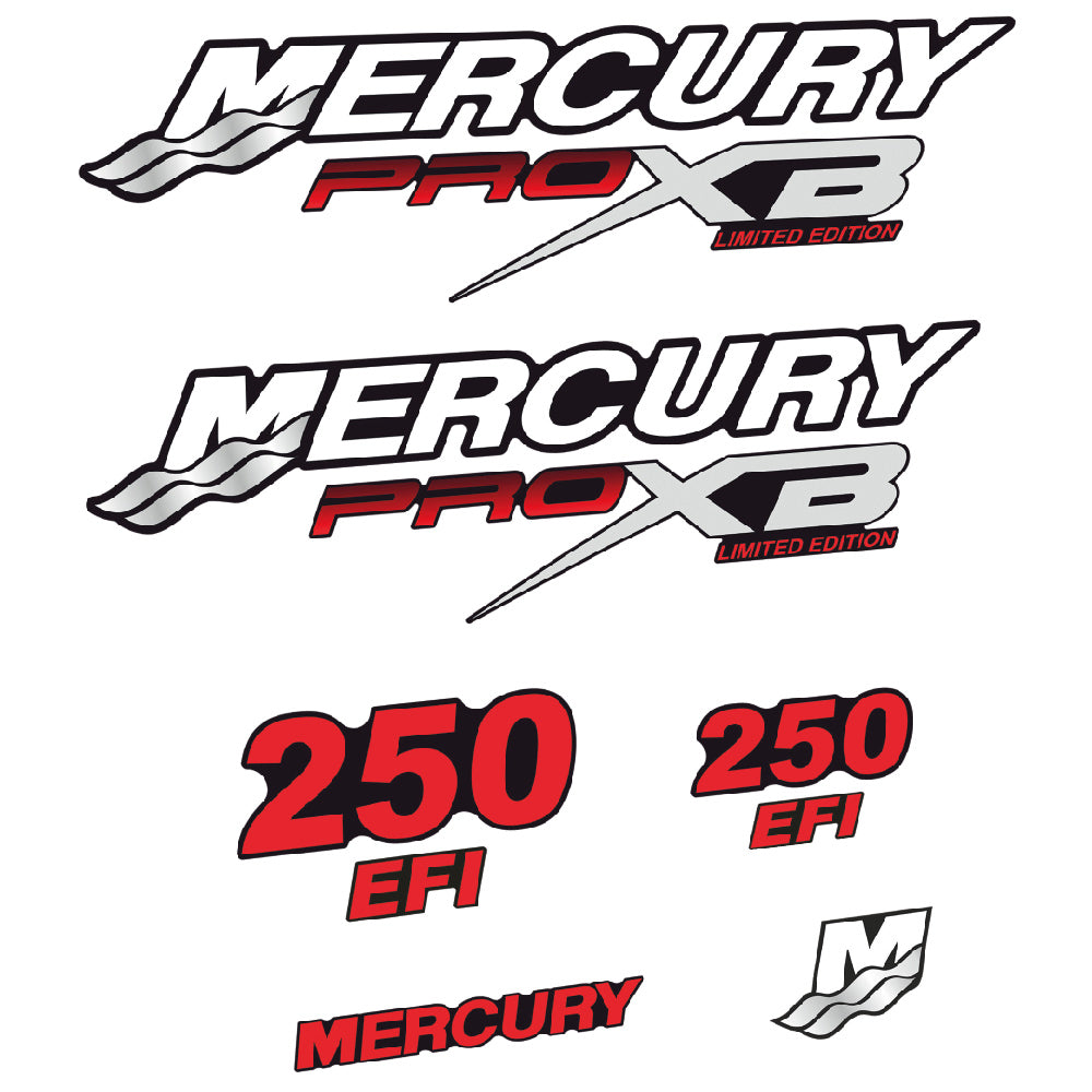 Mercury 250HK Påhängsmotorn Dekaler – Vinyldekalset