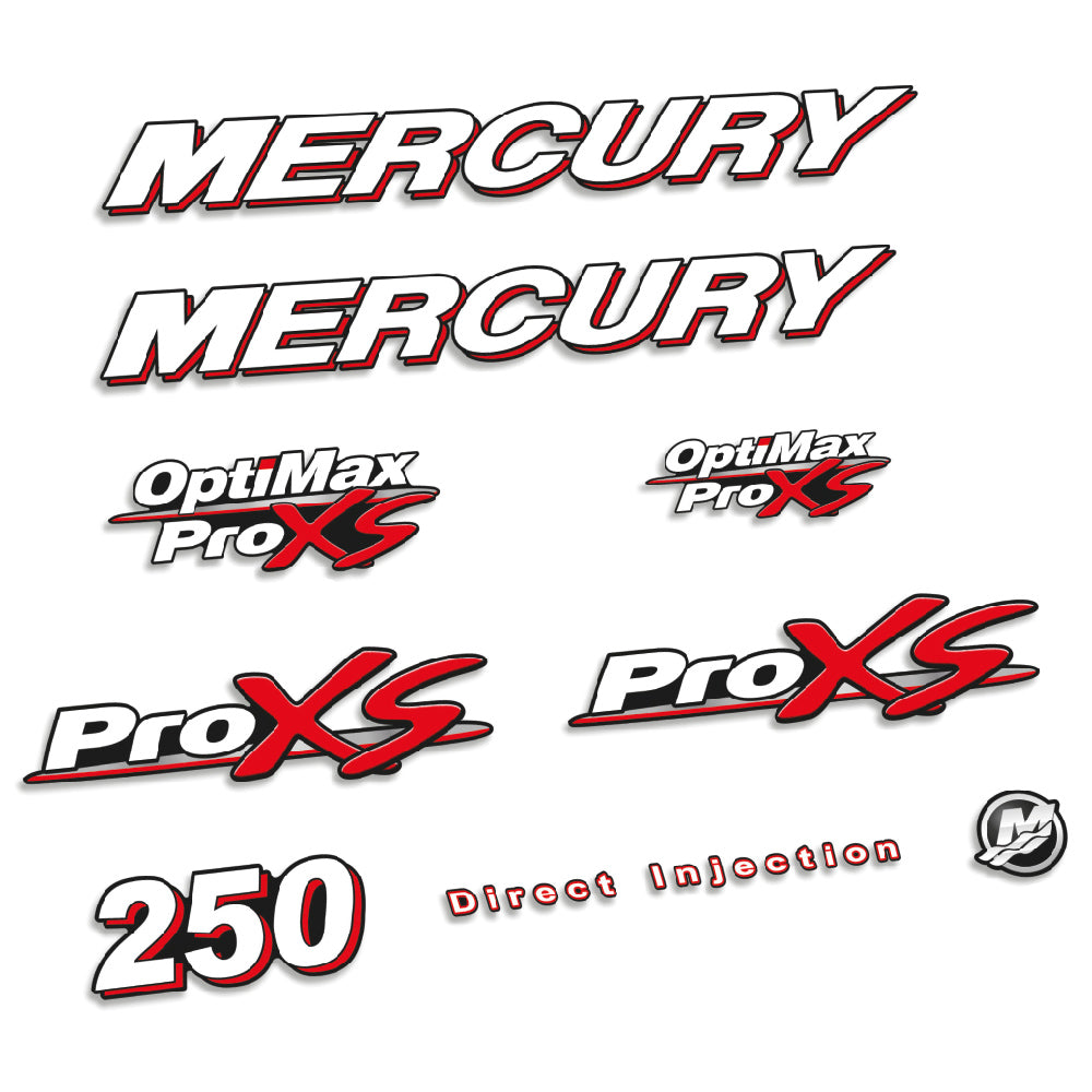 Mercury 250HK 2006-2012 Påhängsmotorn Dekaler – Vinyldekalset