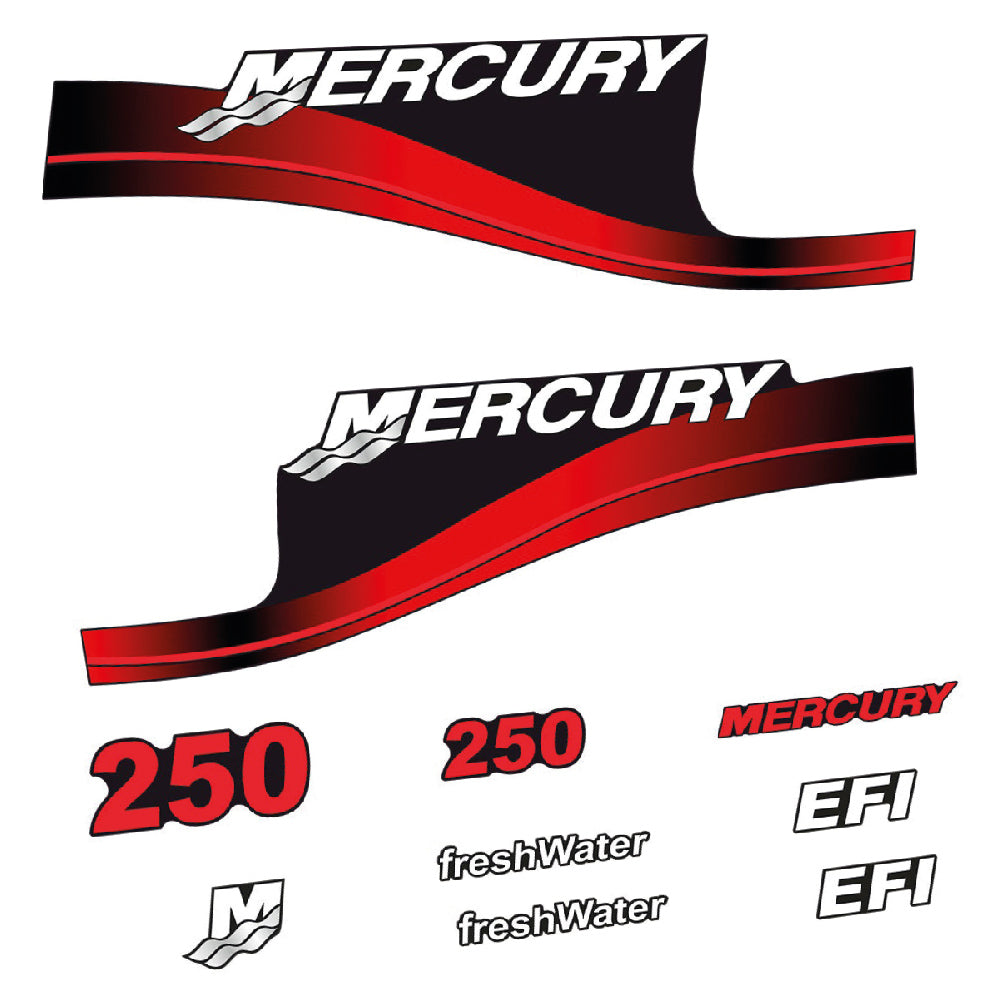 Mercury 250HK Påhängsmotorn Dekaler – Vinyldekalset