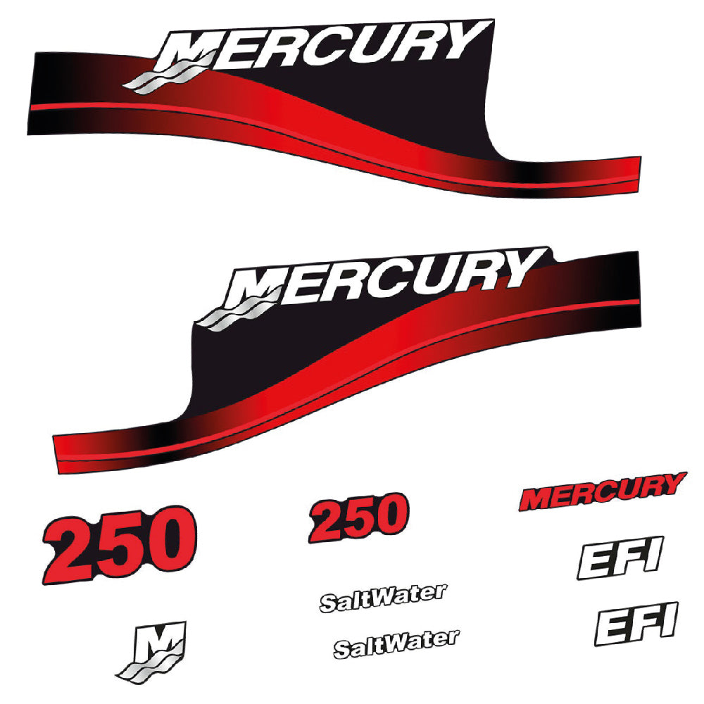 Mercury 250HK Påhängsmotorn Dekaler – Vinyldekalset