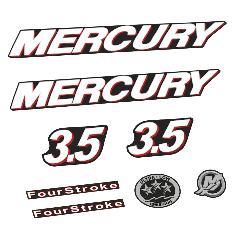 Mercury 3.5HK 4-takt Påhängsmotorn Dekaler – Vinyldekalset
