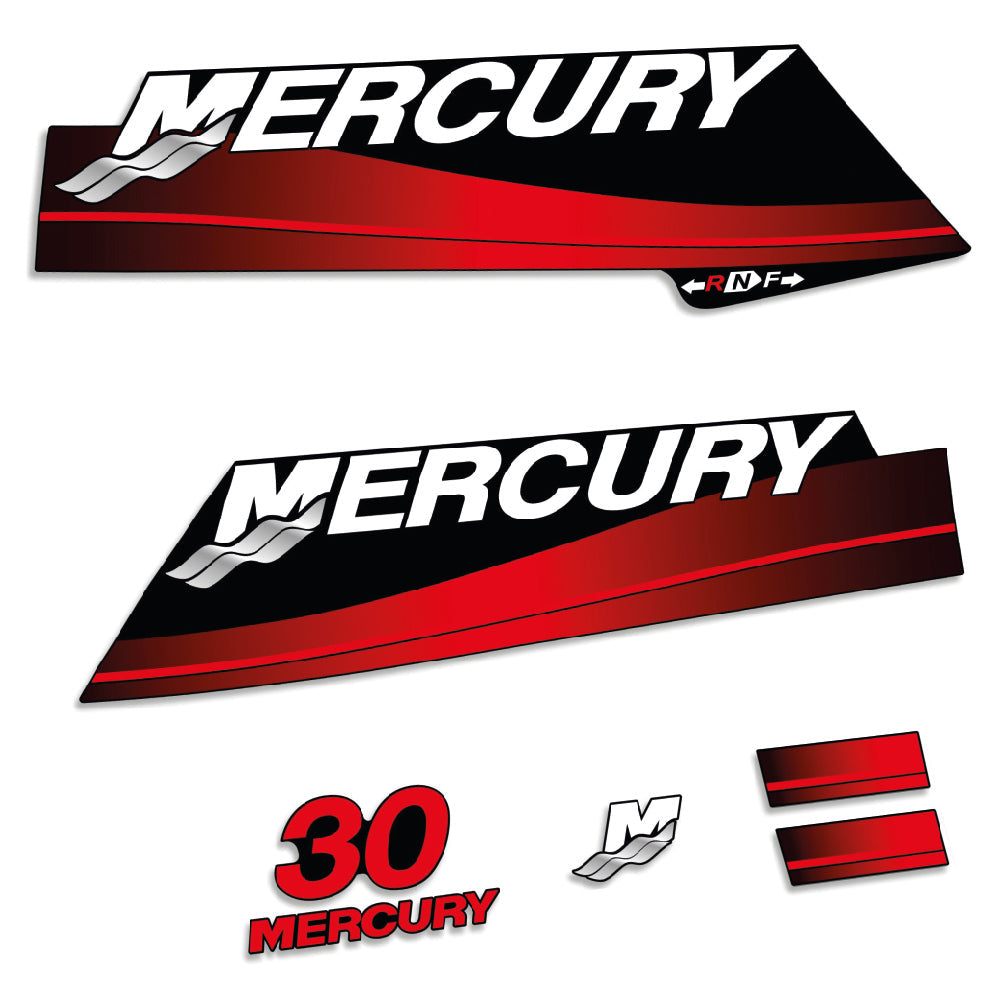 Mercury 30HK 2-takt 2000-2005 Påhängsmotorn Dekaler – Vinyldekalset