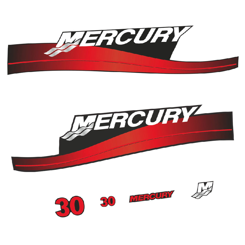 Mercury 30HK 2-takt Påhängsmotorn Dekaler – Vinyldekalset