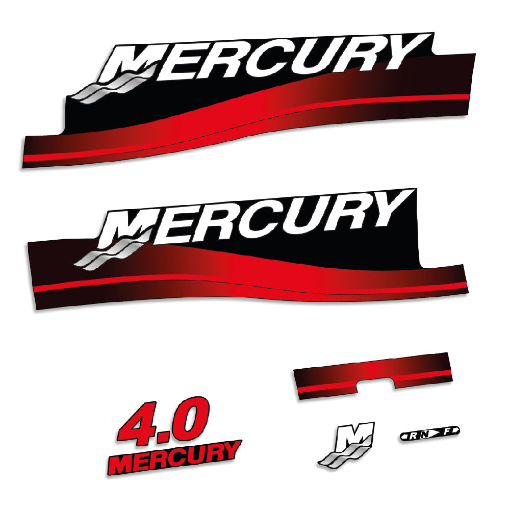 Mercury 4.0HK 2-takt 2000-2005 Påhängsmotorn Dekaler – Vinyldekalset