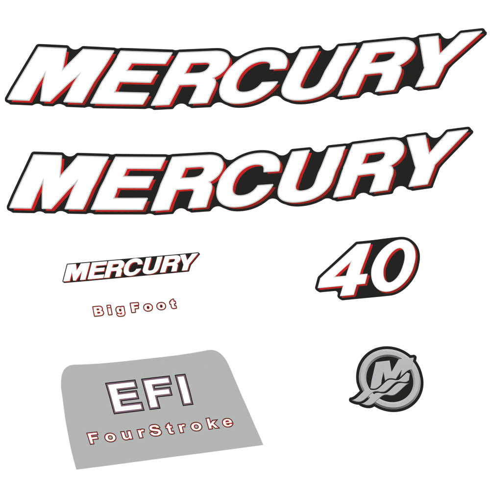 Mercury 40HK 4-takt Påhängsmotorn Dekaler – Vinyldekalset