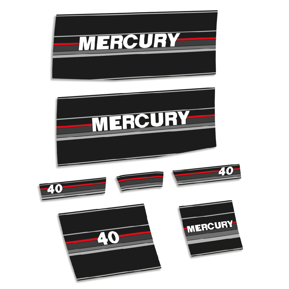 Mercury 40HK 2-takt 1990-1991 Påhängsmotorn Dekaler – Vinyldekalset