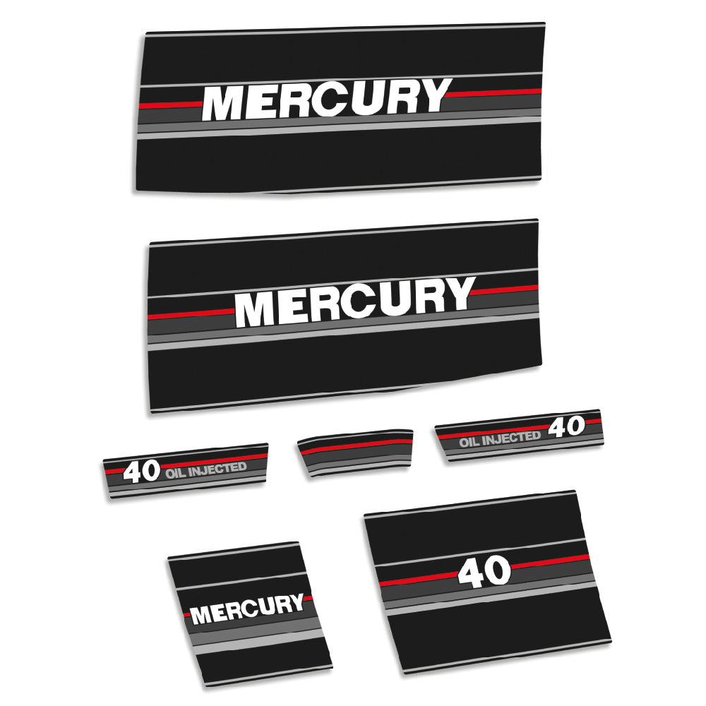 Mercury 40HK 2-takt 1992-1993 Påhängsmotorn Dekaler – Vinyldekalset