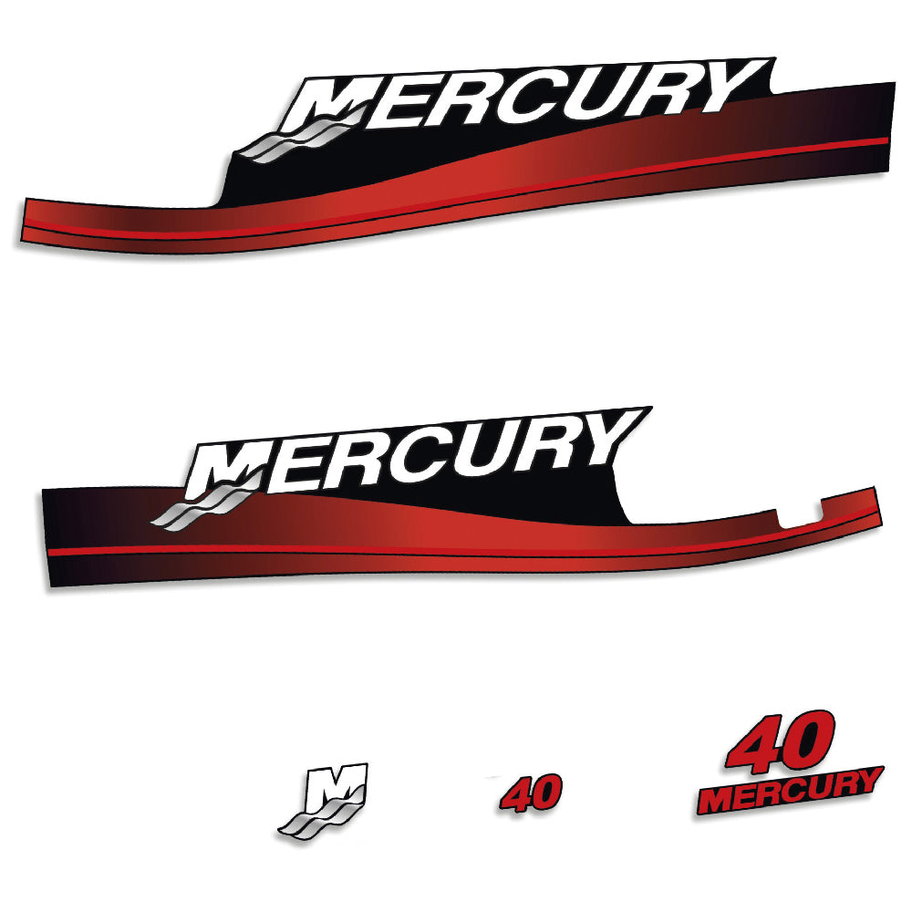 Mercury 40HK 2-takt 1998-2006 Påhängsmotorn Dekaler – Vinyldekalset
