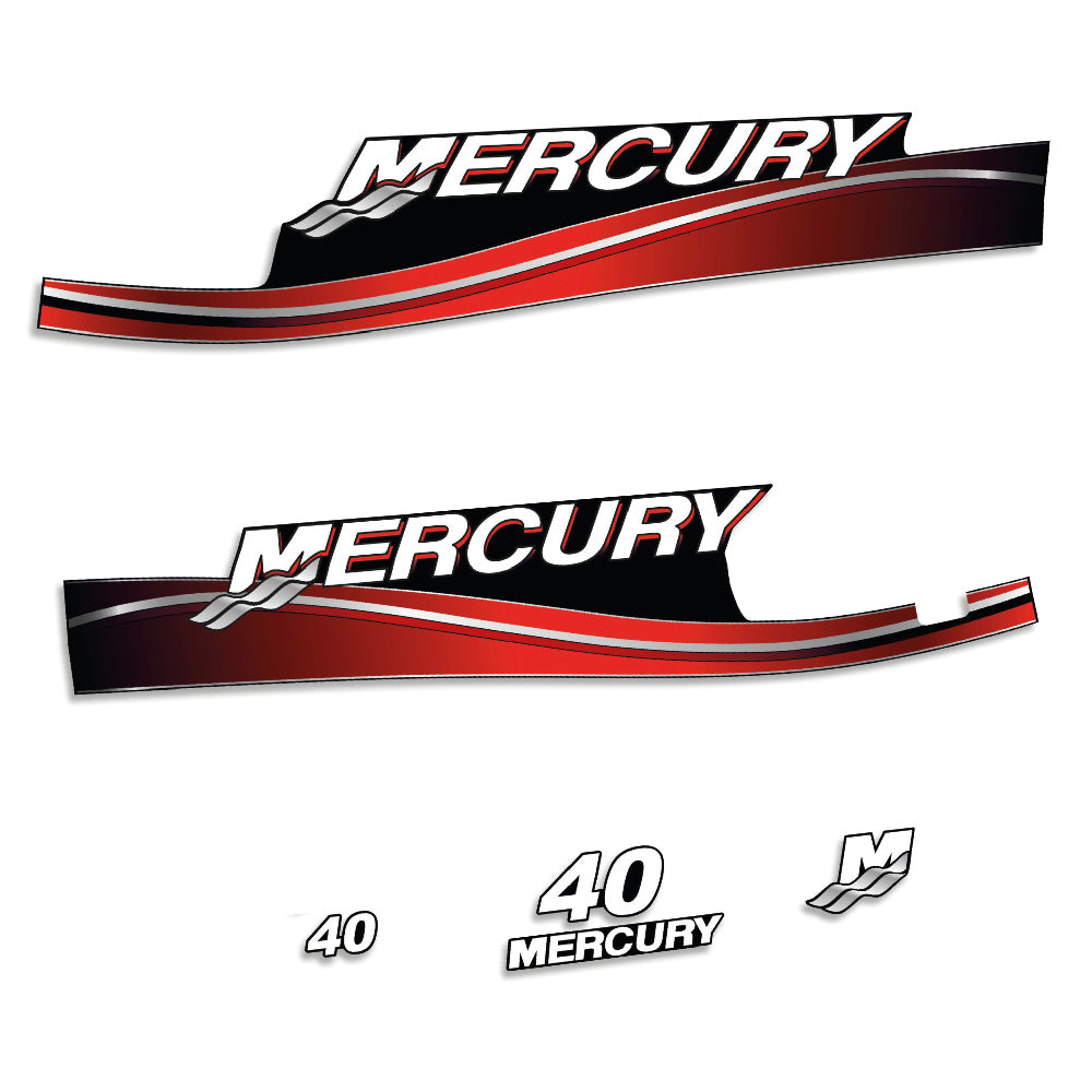Mercury 40HK 2-takt 2005-2006 Påhängsmotorn Dekaler – Vinyldekalset