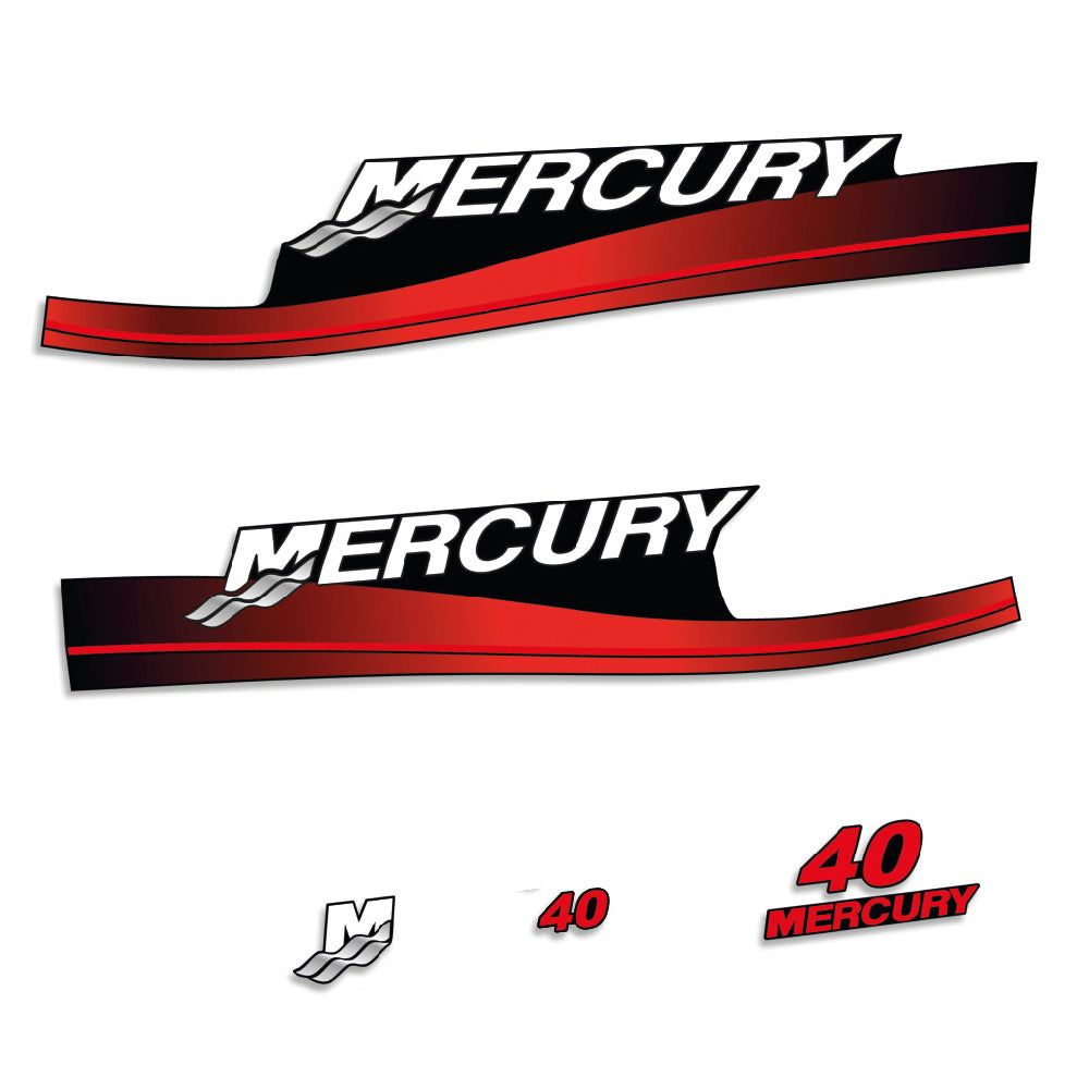 Mercury 40HK 2-takt 1998-2006 Påhängsmotorn Dekaler – Vinyldekalset