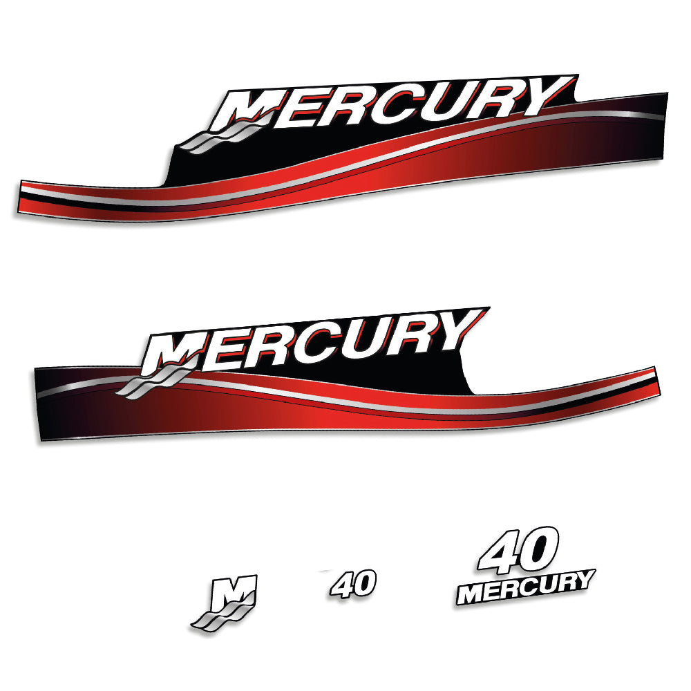 Mercury 40HK 2-takt 2005-2006 Påhängsmotorn Dekaler – Vinyldekalset