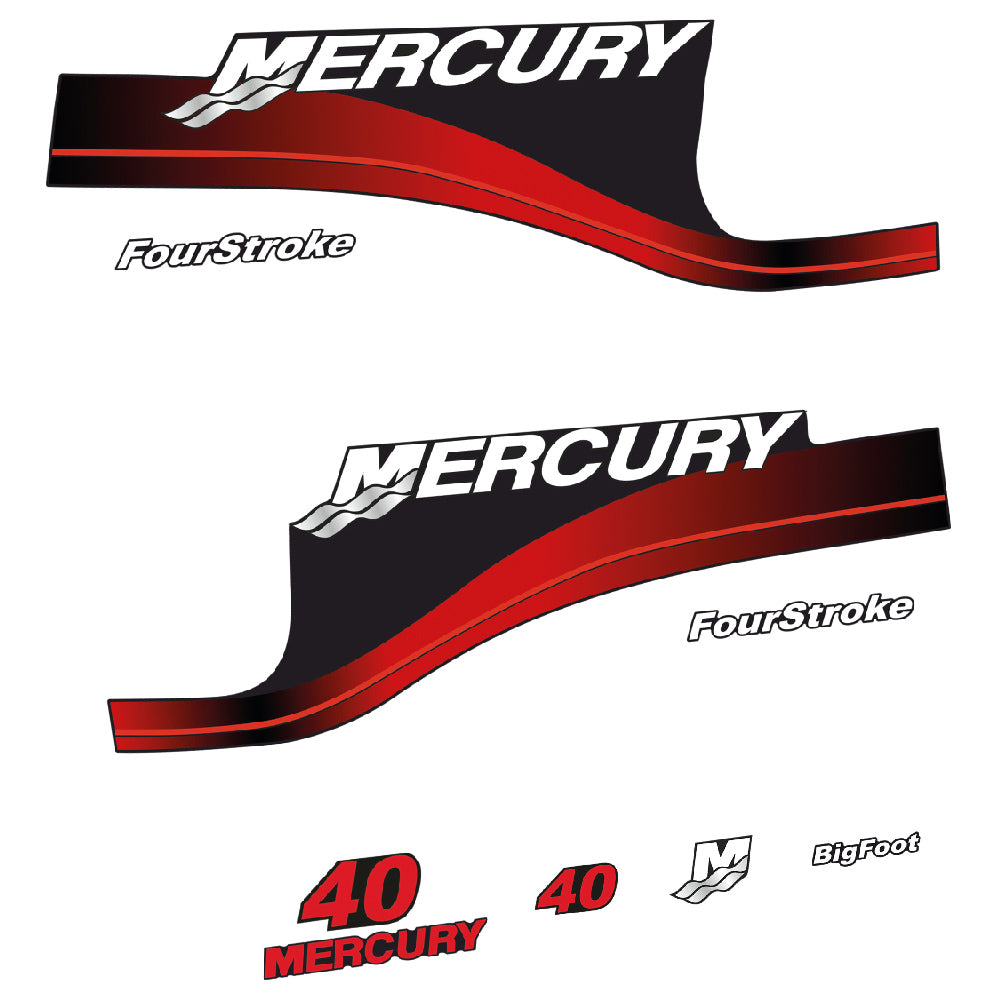 Mercury 40HK 4-takt Påhängsmotorn Dekaler – Vinyldekalset