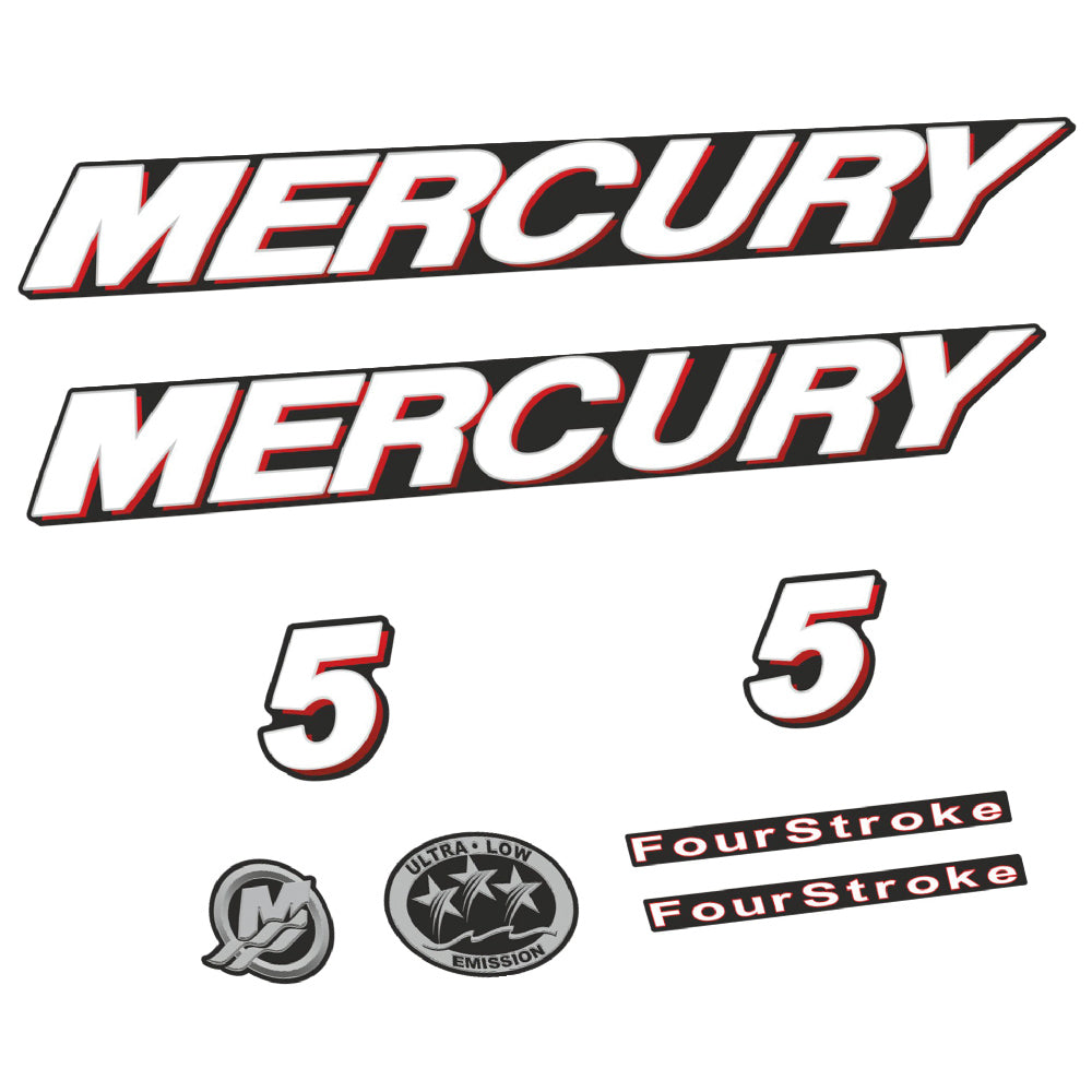 Mercury 5HK 4-takt Påhängsmotorn Dekaler – Vinyldekalset