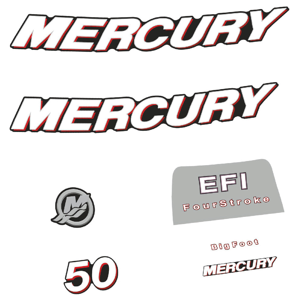 Mercury 50HK 4-takt Påhängsmotorn Dekaler – Vinyldekalset
