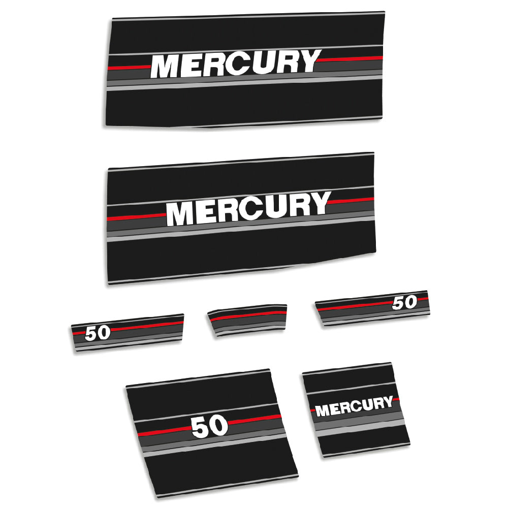 Mercury 50HK 2-takt 1990-1991 Påhängsmotorn Dekaler – Vinyldekalset