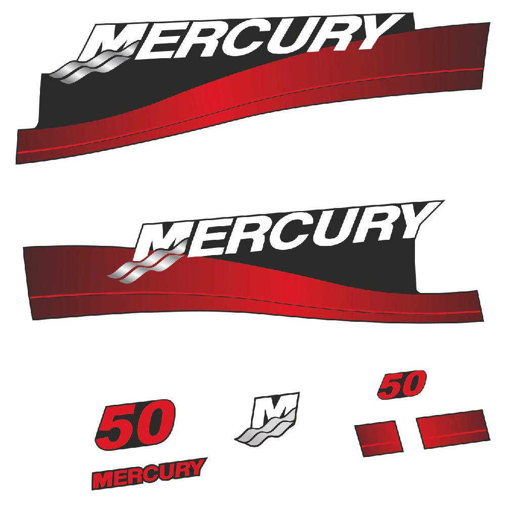 Mercury 50HK 2-takt Påhängsmotorn Dekaler – Vinyldekalset