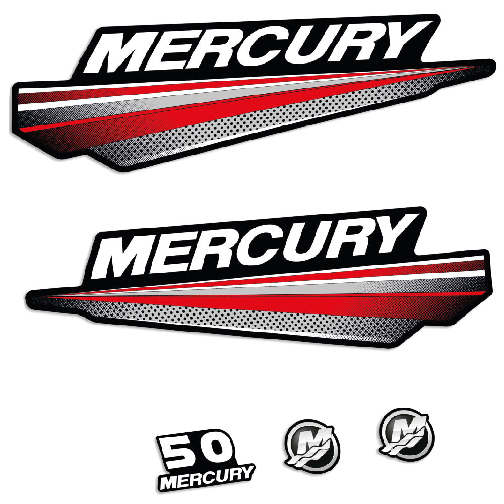 Mercury 50HK 2-takt Påhängsmotorn Dekaler – Vinyldekalset