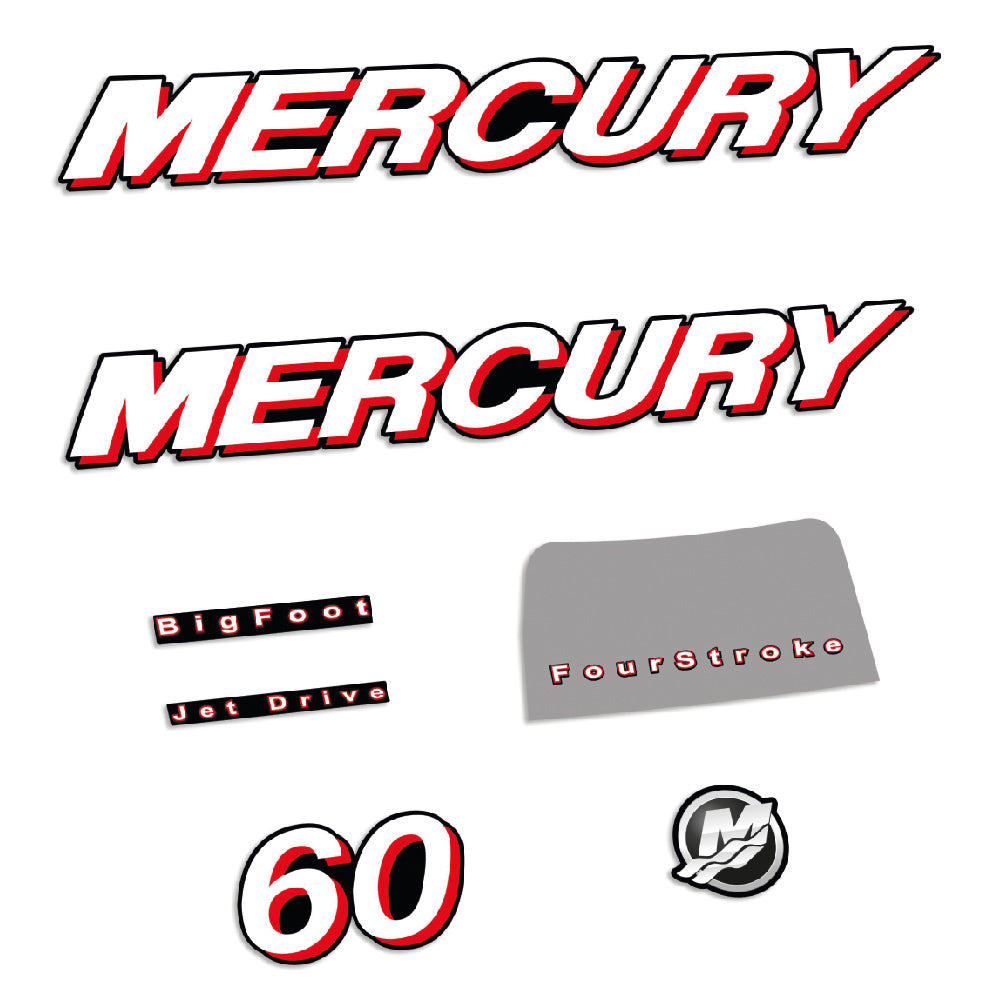 Mercury 60HK 4-takt 2006-2010 Påhängsmotorn Dekaler – Vinyldekalset