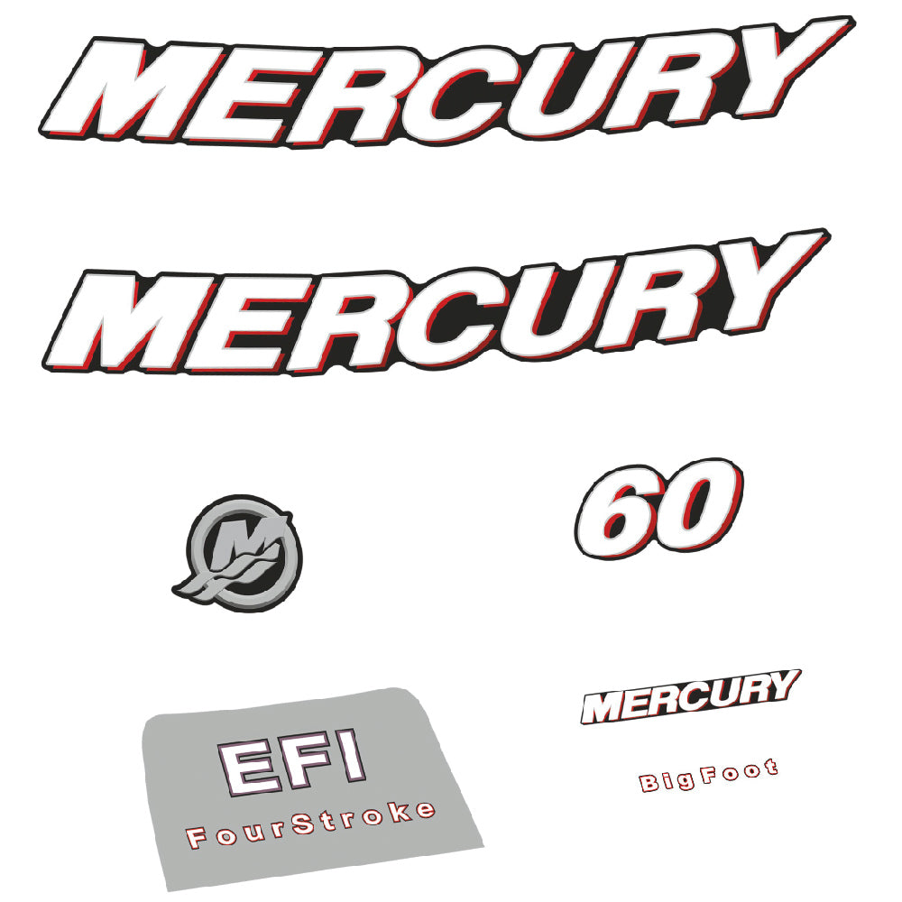 Mercury 60HK 4-takt Påhängsmotorn Dekaler – Vinyldekalset