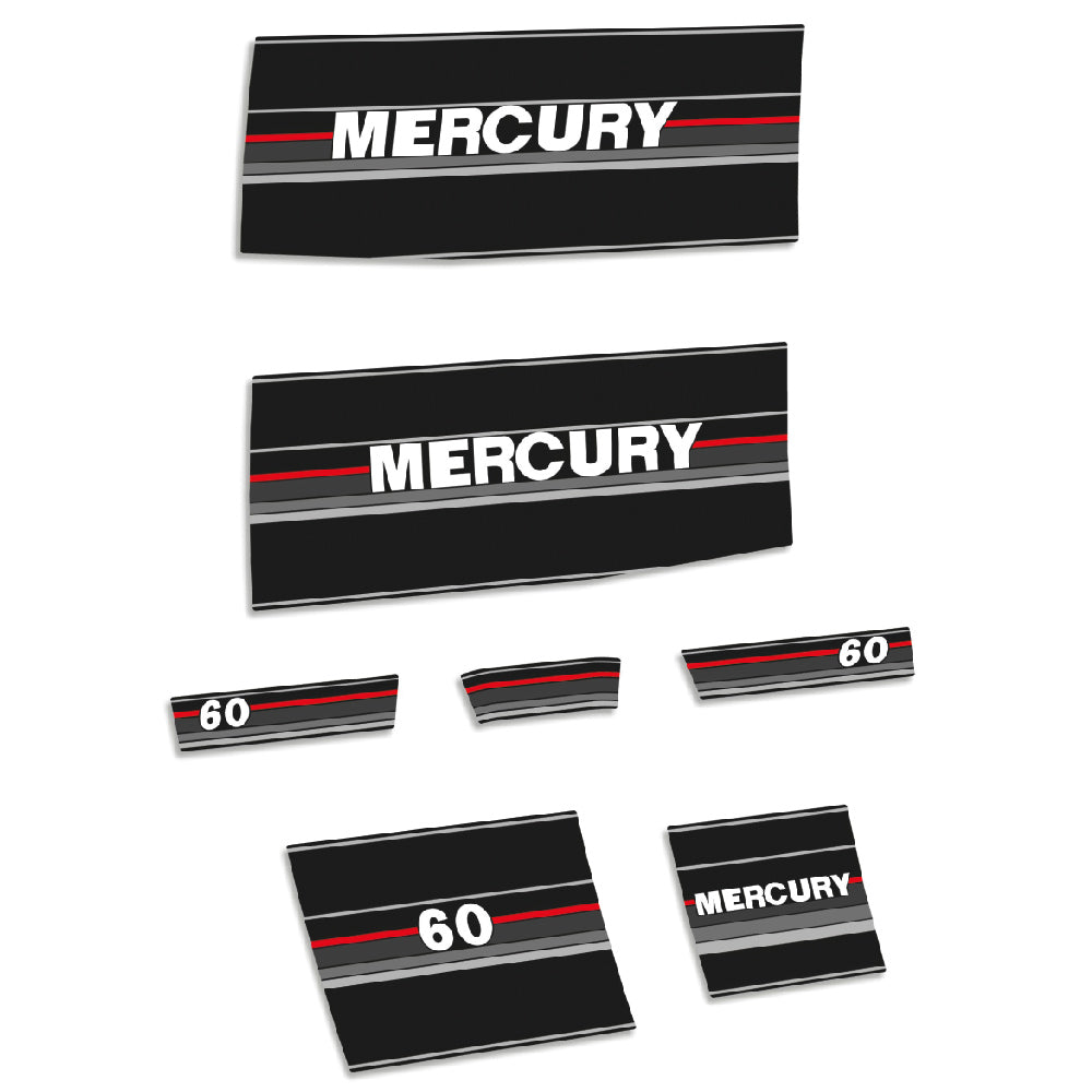 Mercury 60HK 2-takt 1990-1991 Påhängsmotorn Dekaler – Vinyldekalset