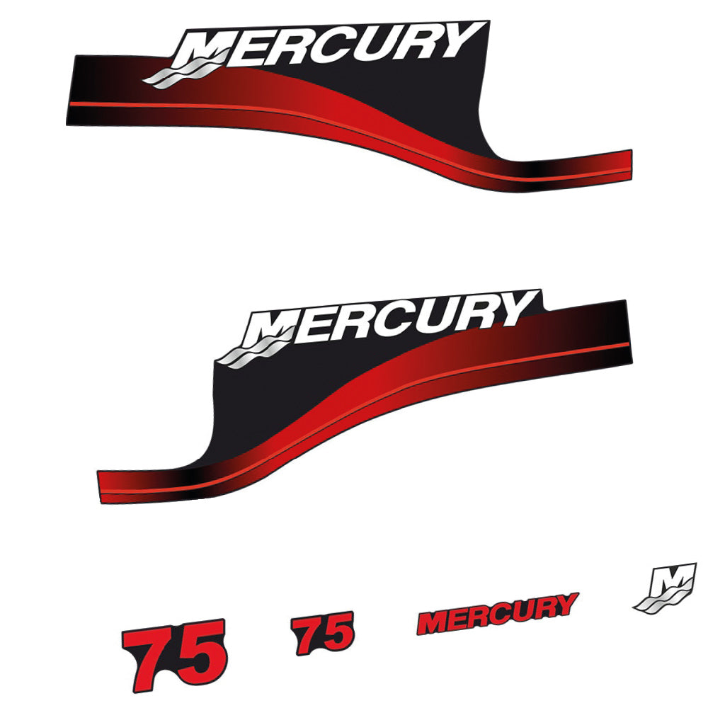 Mercury 75HK 2-takt Påhängsmotorn Dekaler – Vinyldekalset