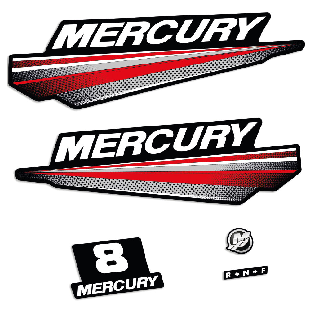 Mercury 8HK 2-takt Påhängsmotorn Dekaler – Vinyldekalset