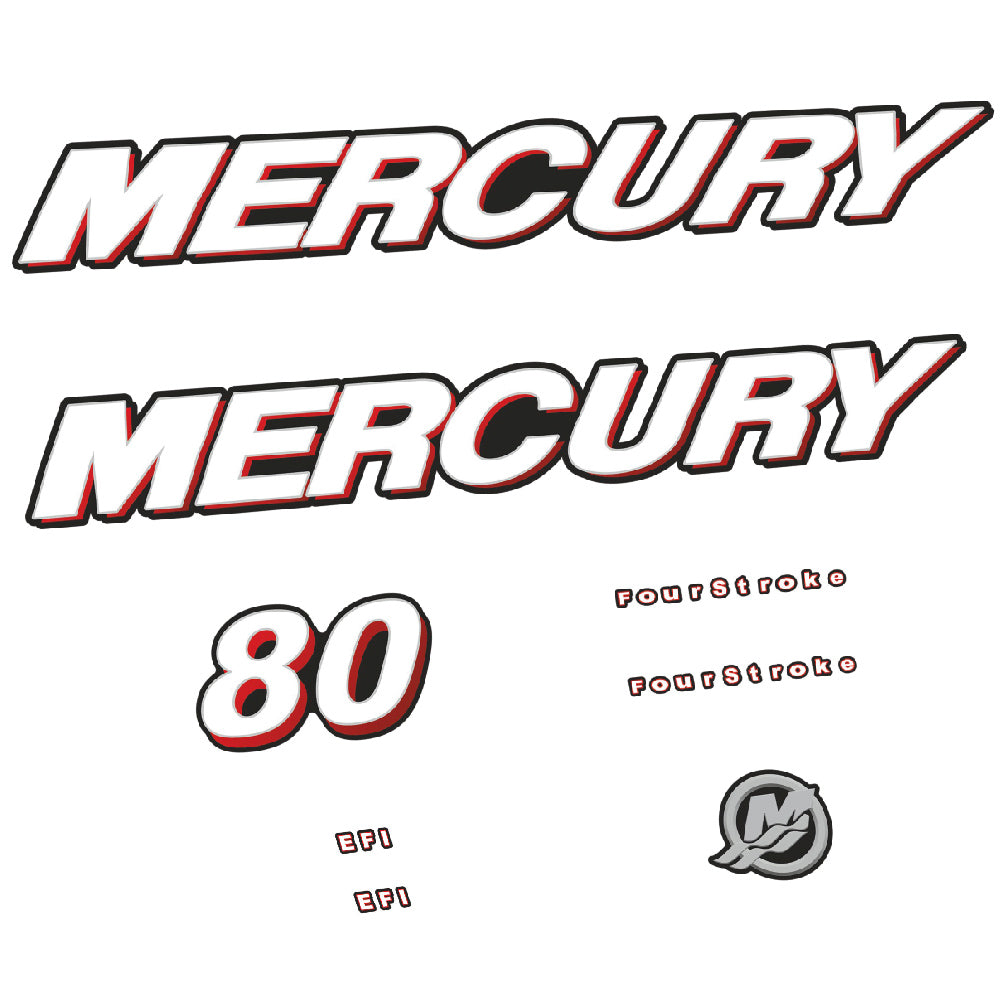 Mercury 80HK 4-takt Påhängsmotorn Dekaler – Vinyldekalset
