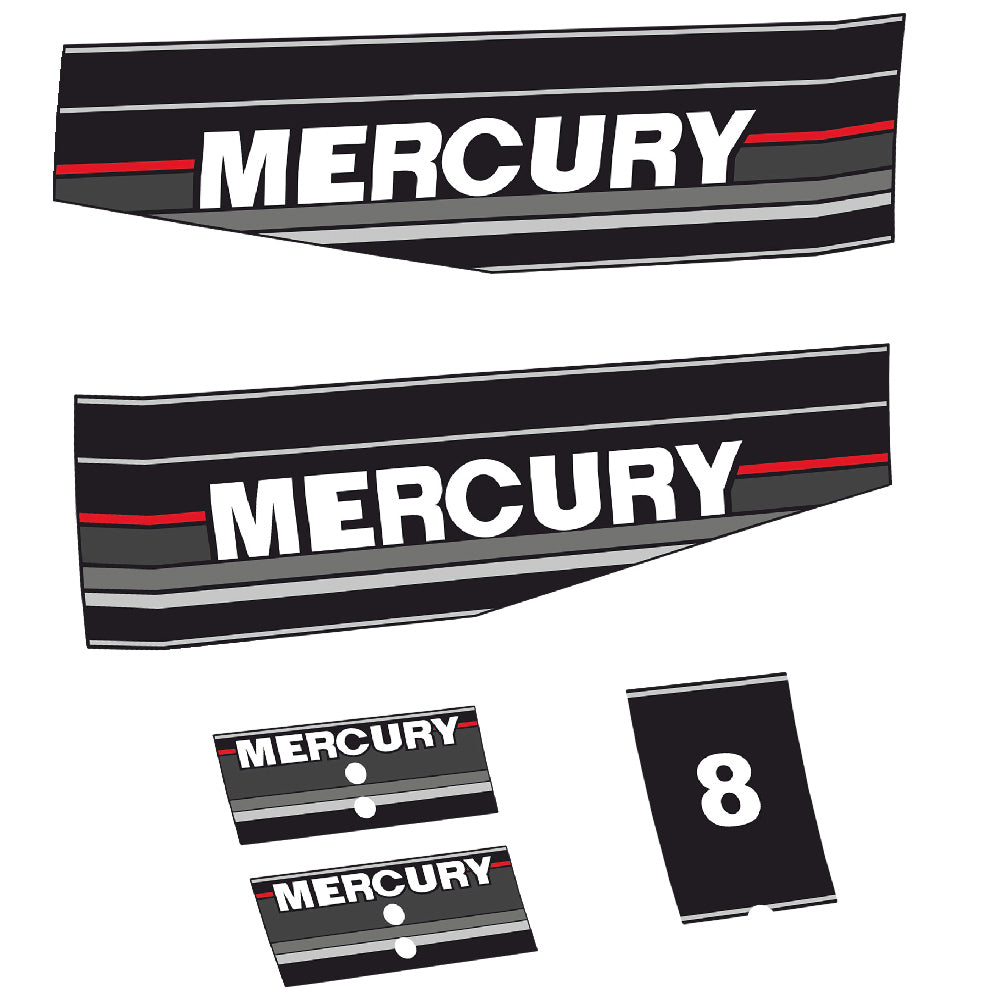 Mercury 8HK 2-takt Påhängsmotorn Dekaler – Vinyldekalset