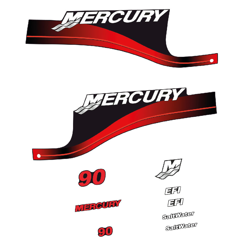 Mercury 90HK 4-takt Påhängsmotorn Dekaler – Vinyldekalset