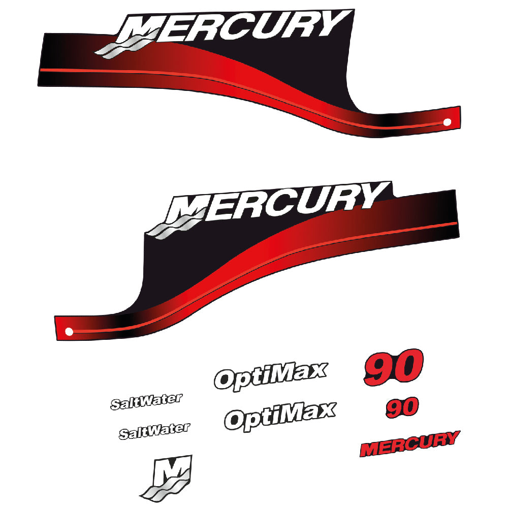Mercury 90HK Påhängsmotorn Dekaler – Vinyldekalset