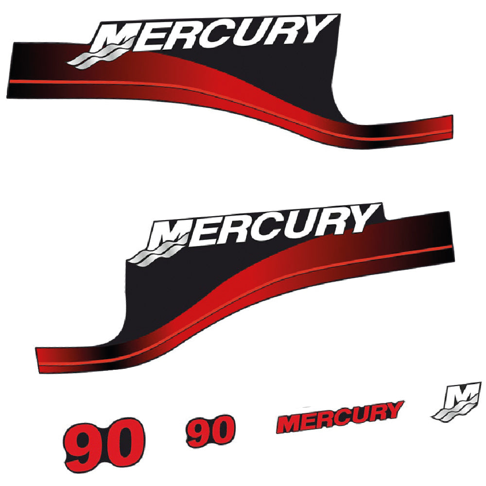 Mercury 90HK 2-takt Påhängsmotorn Dekaler – Vinyldekalset