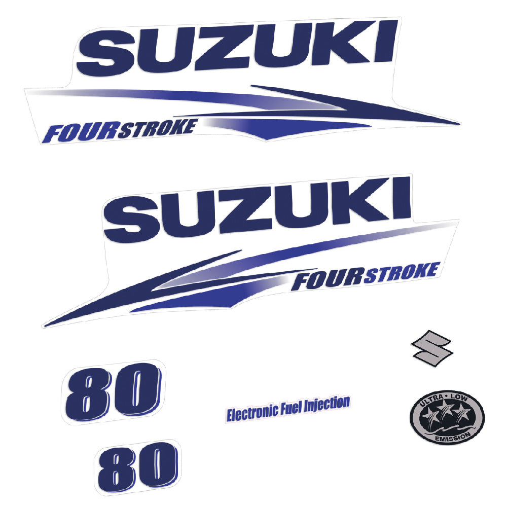 Suzuki 80HK 4-takt 2010-2013 Påhängsmotorn Dekaler – Vinyldekalset