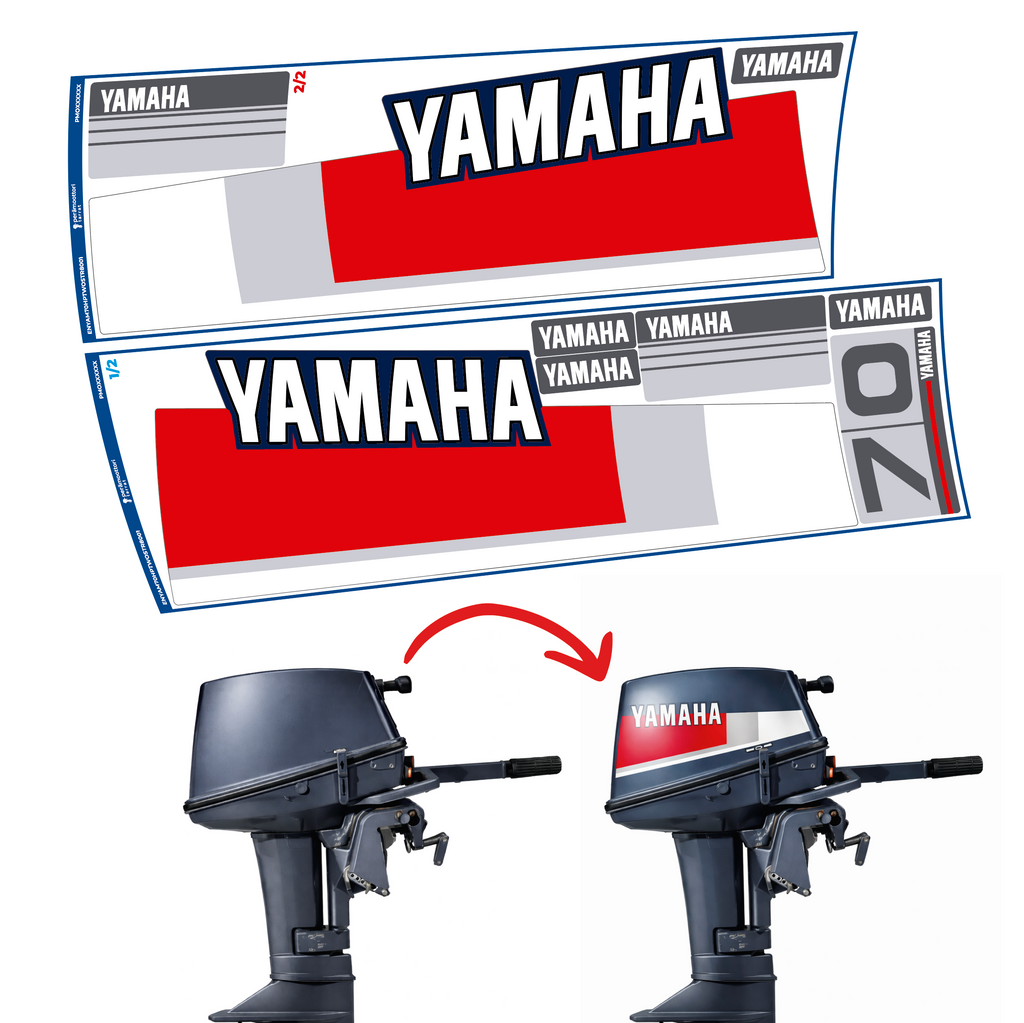 Yamaha 70HK 2-takt Påhängsmotorn Dekaler – Vinyldekalset
