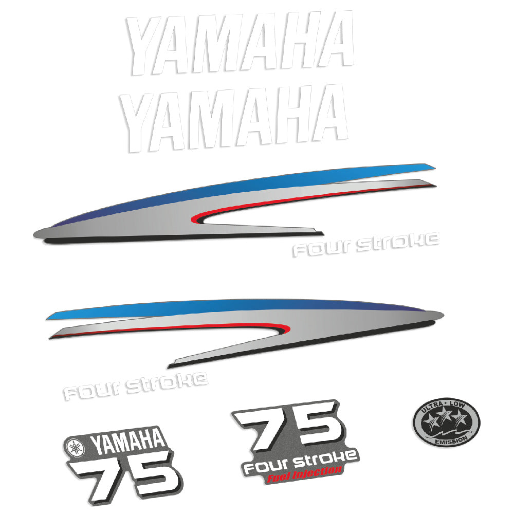 Yamaha 75HK 4-takt Påhängsmotorn Dekaler – Vinyldekalset