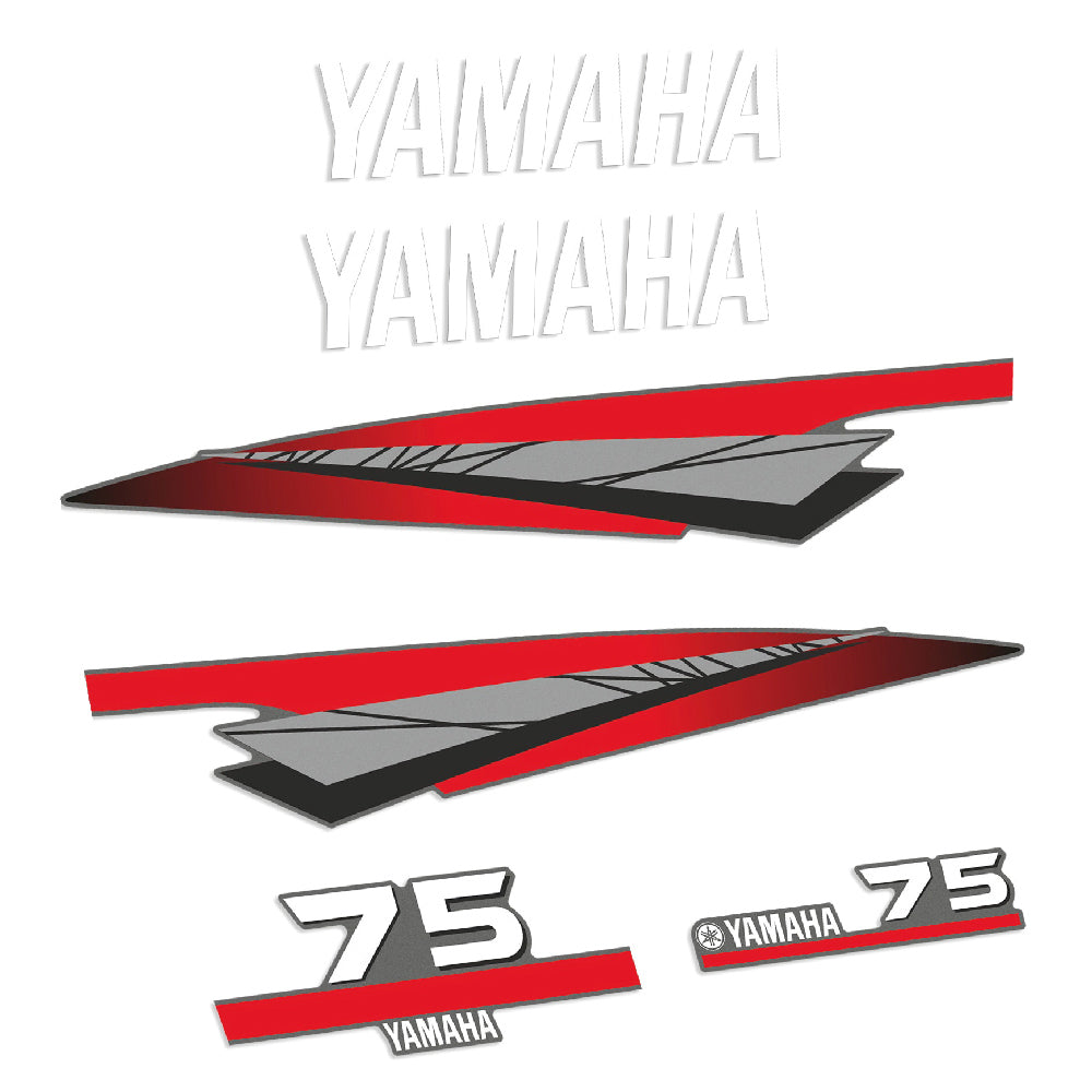 Yamaha 75HK 2-takt Påhängsmotorn Dekaler – Vinyldekalset