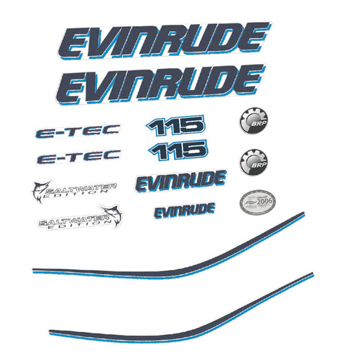 Evinrude 115HK Påhängsmotorn Dekaler – Vinyldekalset